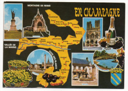 Champagne-En Champagne--1989--carte Géographique (Reims,Chalons,Vertus,Dormans,Epernay,Chatillon),blason,cpm N° 2833 éd - Champagne - Ardenne