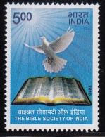 India MNH 2010, The Bible Society, Organization, Christianity Holy Book, Religion, Peace Bird Dove, - Nuovi