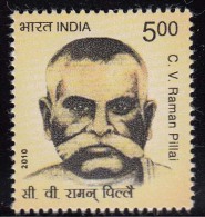 India MNH 2010, C.V.Raman Pillai, Novelist, Playwright For Theatre, Journalist, Writer, Ayurveda Medicine Health, Magic - Unused Stamps