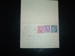 CL ENTIER PAIX 65C + TP MERCURE 20C + 5C OBL.MEC.25 VII 1939 PARIS RP DEPART Pour CAMP DE BIEVILLE CHERBOURG (50 MANCHE) - Letter Cards