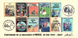 FRANCE 2007 N°63 Albums Fictifs + 2 Cachets Premier Jour FDC TINTIN KUIFJE TIM HERGE GUEBWILLER - Hergé