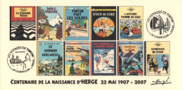 FRANCE 2007 N°67 Albums Fictifs + 2 Cachets Premier Jour FDC TINTIN KUIFJE TIM HERGE GUEBWILLER - Hergé