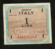 ITALIA 1 Lira - ALLIED MILITARY CURRENCY - 1943 (ITALIANO) - Ocupación Aliados Segunda Guerra Mundial