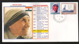 India  2006   Mother Teresa  Label On Indian Flag  Cover   # 83574  Inde  Ind - Madre Teresa