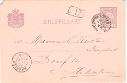 1894 Bk Van Baarn Via AMSTERDAM-ZUTPHEN II Van 15 AUG 94 Naar Haarlem - Briefe U. Dokumente