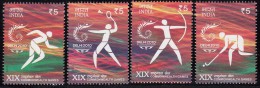 India MNH 2010, Set Of  4, Commonwealth Games, Sport, ShuttleCock, Archery, Hockey, Athletics, - Unused Stamps