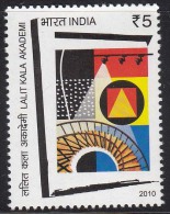 India MNH 2010,  Lalit Kala Academi, Culture, For Promotion Of Art, Painting, Theatre, Bulb Focus Light, Energy, Etc., - Unused Stamps