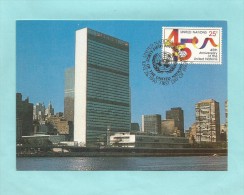 Vereinigte Nationen 1990 , 45th Anniversary Of The United Nations  - Maximum Card - June 26.1990 - - Cartoline Maximum