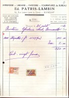 Faktuur Facture - Imprimerie Ed. Patris Lambin - Bernissart 1952 - Druck & Papierwaren