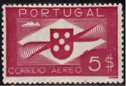 PORTUGAL - 1936-1941, (CORREIO AÉREO)  Hélice.  5$   (*) MNG  MUNDIFIL  Nº 6 - Unused Stamps