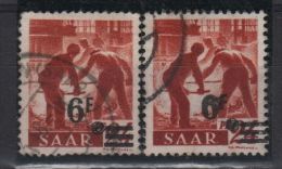 Sarre  2 Timbres Du N° 223 Oblitérés Avec Variété " Surcharge Du 6 F  Grasse Relié L'un à L'autre, - Neufs