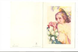 CPA :Arturo Ballester : Carte Double : Portrait D'une Femme Avec Bouquet De Roses - Sonstige & Ohne Zuordnung