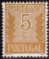 PORTUGAL - 1940, (PORTEADO)  Valor Ladeado De Ramos  5 C.  P. Liso  D. 14   * MH   MUNDIFIL   Nº 54 - Unused Stamps