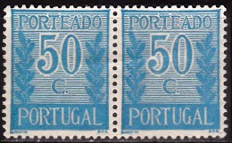 PORTUGAL -1940, (PORTEADO)  Valor Ladeado De Ramos  50 C.  P. Liso  D.14  (PAR)  (*) MNG  MUNDIFIL  Nº 59 - Neufs