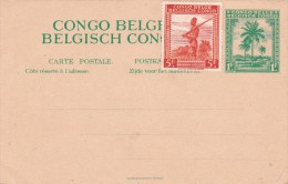 C-01-212 - Congo Belge EP - Entier Postal Carte - COB 243 -  -  - 1942 CP Palmier 1fr Vert ( Stibbe 73 ) Surchargé Avec - Stamped Stationery