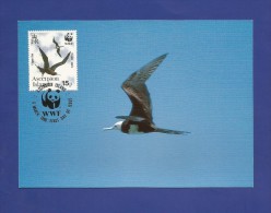 Ascension Island  1990 , Maximum Card , Frigatebird - WWF - First Day - 5 March 1990 - - Ascension