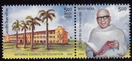 India MNH 2010, Se-tenent, Dr Triguna Sen, National Council Of Education, Book, Tree, - Neufs