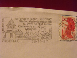 OBLITERATION FRANCAISE FLAMME NO 7076 RIBERAC EMISE EN 1985 - Ganzen