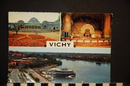 CP, 03, VICHY Multivues Le Grand Casino Source Des Celestins Le Plan D'eau N°27 Edition E Du G 1967 - Vichy