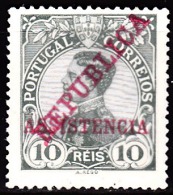PORTUGAL (IMP. POSTAL E TELEG.) 1911 D. Manuel Ll, C/ Sobrecargas «REPUBLICA» «ASSISTENCIA»  10 R. (*)MNG  MUNDIFIL Nº 1 - Unused Stamps