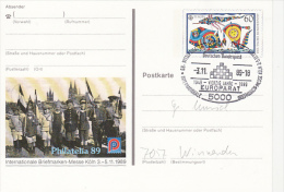 KOLN PHILATELIC EXHIBITION, CHILDRENS, EUROPA CEPT-KITES, PC STATIONERY, ENTIER POSTAUX, 1989, GERMANY - Geïllustreerde Postkaarten - Gebruikt