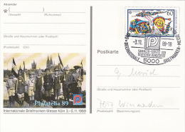 KOLN PHILATELIC EXHIBITION, CHILDRENS, EUROPA CEPT-KITES, PC STATIONERY, ENTIER POSTAUX, 1989, GERMANY - Geïllustreerde Postkaarten - Gebruikt