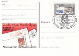 ESSEN PHILATELIC EXHIBITION, EUROPA CEPT-ARCHITECTURE, PC STATIONERY, ENTIER POSTAUX, 1988, GERMANY - Geïllustreerde Postkaarten - Gebruikt