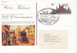 POST-CHASE, SPEYER TOWN, PC STATIONERY, ENTIER POSTAUX, 1990, GERMANY - Cartes Postales Illustrées - Oblitérées