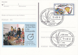 CHILDRENS, ESSEN PHILATELIC EXHIBITION, EUROPA CEPT-KITES, PC STATIONERY, ENTIER POSTAUX, 1990, GERMANY - Cartoline Illustrate - Usati