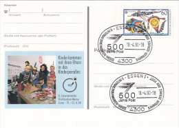 CHILDRENS, ESSEN PHILATELIC EXHIBITION, EUROPA CEPT-KITES, PC STATIONERY, ENTIER POSTAUX, 1990, GERMANY - Illustrated Postcards - Used