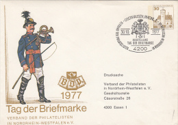 STAMP'S DAY, POSTMAN, CASTLE, COVER STATIONERY, ENTIER POSTAUX, 1977, GERMANY - Enveloppes - Oblitérées