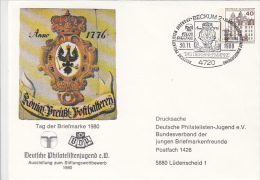 STAMP'S DAY, COAT OF ARMS, CASTLE, COVER STATIONERY, ENTIER POSTAUX, 1980, GERMANY - Briefomslagen - Gebruikt