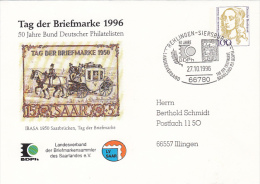 STAMP'S DAY, POST-CHASE, LUISE HENRIETTE VON ORANIEN, COVER STATIONERY, ENTIER POSTAUX, 1996, GERMANY - Umschläge - Gebraucht