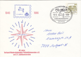 LOWER SAXONY PHILATELIS SOCIETY, CASTLE, COVER STATIONERY, ENTIER POSTAUX, 1986, GERMANY - Enveloppes - Oblitérées