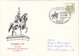 HANNOVER PHILATELIC CLUB, STATUE, CASTLE, COVER STATIONERY, ENTIER POSTAUX, 1986, GERMANY - Briefomslagen - Gebruikt