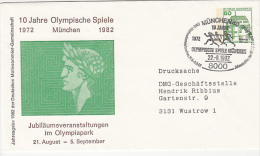 MUNCHEN OLYMPIC GAMES ANNIVERSARY, CASTLE, COVER STATIONERY, ENTIER POSTAUX, 1982, GERMANY - Buste - Usati
