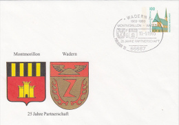 MONTMORILLON-WADERN TWIN CITIES, COAT OF ARMS, ALTOTTING CHAPEL, COVER STATIONERY, ENTIER POSTAUX, 1993, GERMANY - Umschläge - Gebraucht