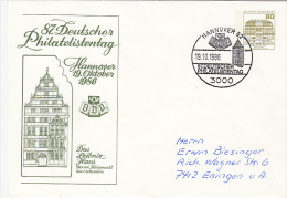 HANNOVER  LEIBNITZ HOUSE, PHILATELIST'S DAY, CASTLE, COVER STATIONERY, ENTIER POSTAUX, 1986, GERMANY - Umschläge - Gebraucht