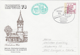 FRANKFURT PHILATELIC EXHIBITION, CASTLE, COVER STATIONERY, ENTIER POSTAUX, 1978, GERMANY - Enveloppes - Oblitérées