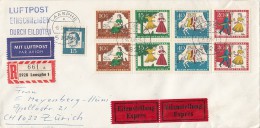 CHARITY STAMPS, FAIRY TALES, MARTIN LUTHER, RAILWAY STATION,STAMPS ON REGISTERED COVER, 1966, GERMANY - Cartas & Documentos