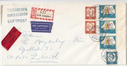 CHARITY STAMPS, FAIRY TALES, M. LUTHER, B. NEUMANN, RAILWAY STATION,STAMPS ON REGISTERED COVER, 1966, GERMANY - Brieven En Documenten