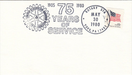 ROTARY INTERNATIONAL SPECIAL POSTMARK, AMERICAN FLAG STAMP ON COVER, 1980, USA - Rotary, Lions Club