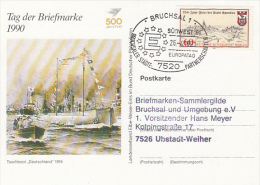 SUBMARINE, SHIPS, BOATS, STAMP'S DAY, SPECIAL POSTCARD 1991, GERMANY - Sous-marins