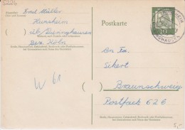 Bund Bed Dt Gzs P 60 PSt I Stempel Hunsheim ü Dieringhausen 1962 - Postcards - Used