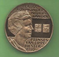 HOLANDA  - MEDALLA 37 Mm GRAVIN VAN - BEATRIX - Colecciones