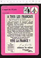 Fiche L'appel Du 18 Juin Du Général De Gaulle  / 01-FICH-Histoire De France - Histoire