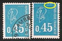 FRANCE - Marianne De BEQUET - Yvert Et Tellier N°s: 1663 Et 1663a  Variété  "POSTES" Estompé,  Oblitérés  . - Used Stamps