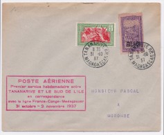 MADAGASCAR - LETTRE POSTE AERIENNE 1937 TANANARIVE POUR MOROMBE - Aéreo