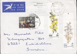 South Africa Airmail Lugpos Par Avion Label JOHANNESBURG 1985 Cover Brief To ESKILDSTUNA Sweden Orchid Orkideen - Poste Aérienne