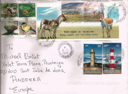 Belle Lettre De Mumbai Affranchie Avec BF Anes Sauvages Des Région De Ladakh (Himalaya) & Du Gujarat , Etc - Briefe U. Dokumente